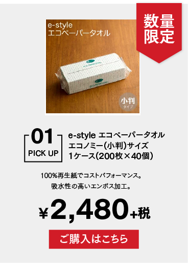 e-style エコペーパータオル エコノミー(小判)サイズ 1ケース(200枚×40個)