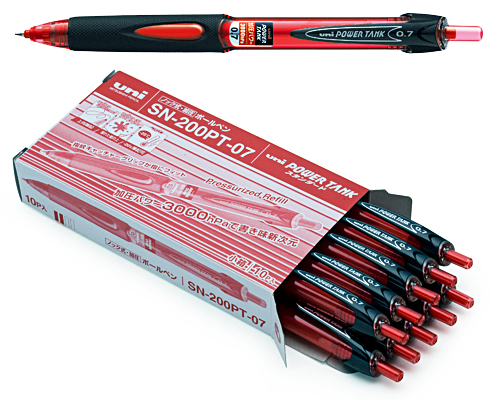 加圧式 油性ボールペン パワータンクスタンダード 赤0.7mm10本パック