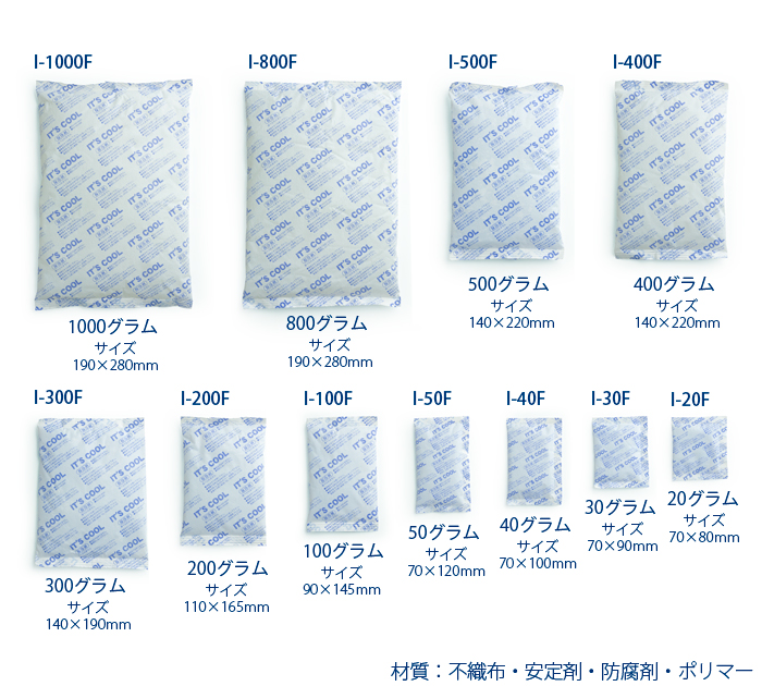 保冷剤 500グラム It's Cool(イッツクール) I-500F 不織布 1ケース(30入)