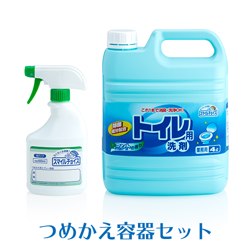 ミツエイ トイレ用洗剤 スマイルチョイス ミントの香り 詰め替え用 4L ＋つめかえ容器(泡タイプ)セット