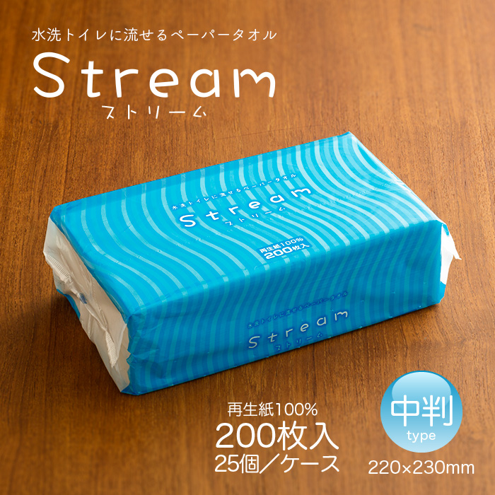 ペーパータオル ストリーム 中判 ケース(25個)販売