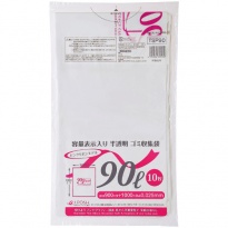 容量表示入りゴミ袋  ピンクリボンモデル  TSP90 白半透明90L  10枚×30冊