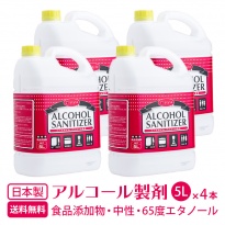 65度エタノール製剤 5L×4本  食品添加物キッチンアルコール  e-style アルコールサニタイザー65  【送料無料】
