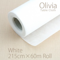 オリビア テーブルクロス ホワイト  215cm×60mロール  【送料無料】