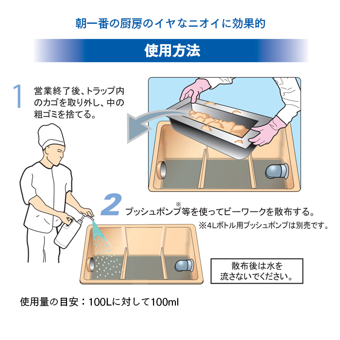 微生物製剤 ビーワーク グリストラップ用 4L×2本(ケース)