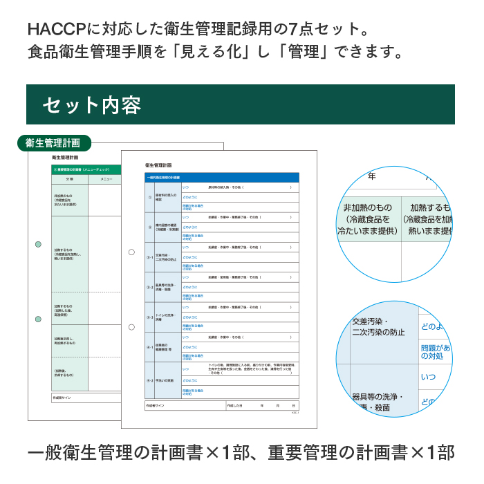 HACCP衛生管理の計画書・記録簿 書類7種セット KSC-10