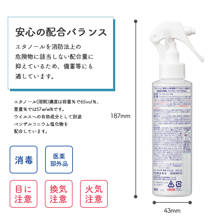 花王 ハンドスキッシュEX 携帯用スプレーボトル 手指消毒剤 150mL 指定医薬部外品 日本製 | 日本最大級のおしぼり通販サイト  イーシザイ・マーケット