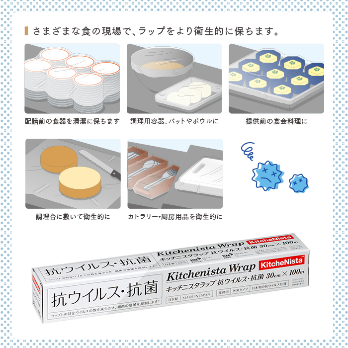 高評価なギフト キッチニスタラップ抗菌ブルー 30cm×100m discoversvg.com