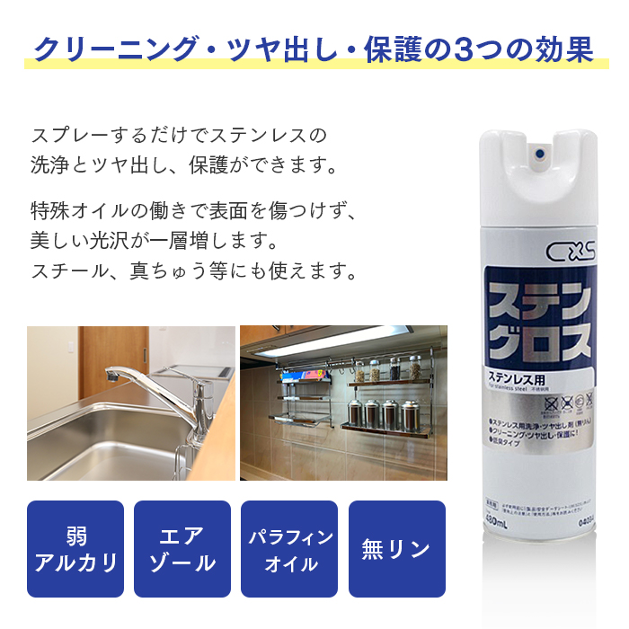 ステンレス用洗剤 ステングロス 480ml | 日本最大級のおしぼり通販サイト イーシザイ・マーケット
