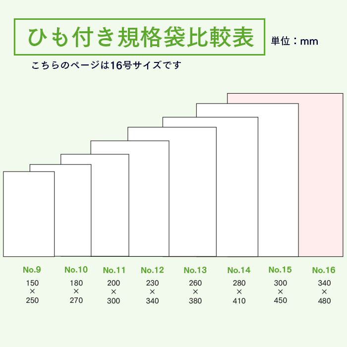 規格袋 ポリ袋 No.16 紐付 KU16 100枚×15パック 1500枚 透明 ケース