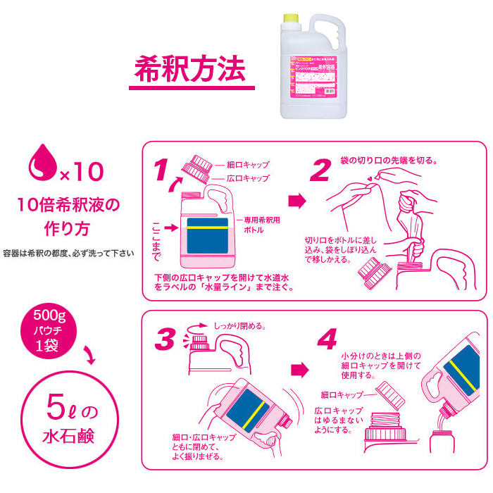 ピンクパウチ500g 専用希釈ボトル