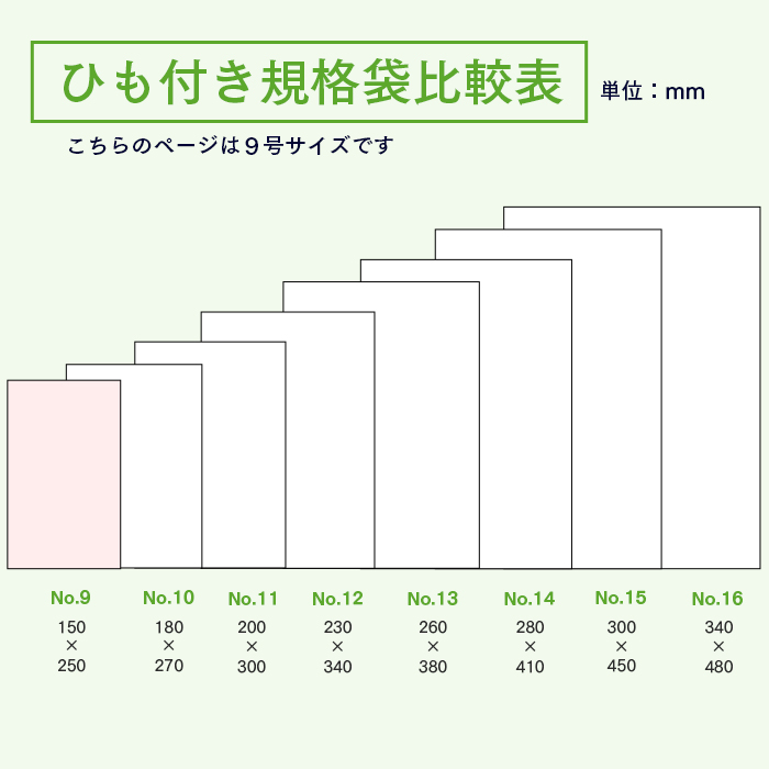 規格袋 ポリ袋 No.9 紐付 LK09 100枚×80パック 8000枚 透明 ケース販売