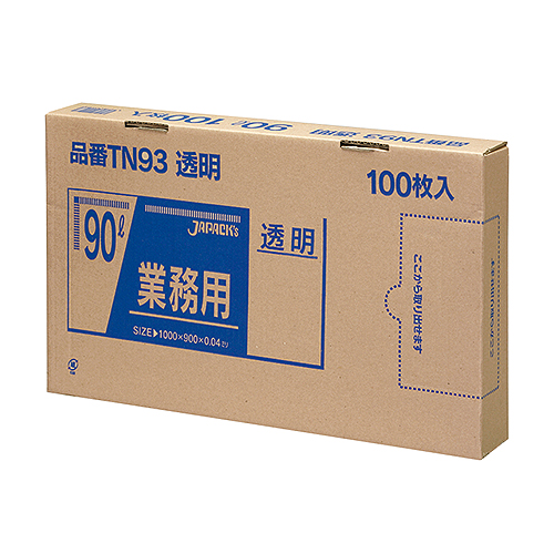 ゴミ袋  メタロセン配合ポリ袋シリーズ  TN93 透明 90L 100枚箱入