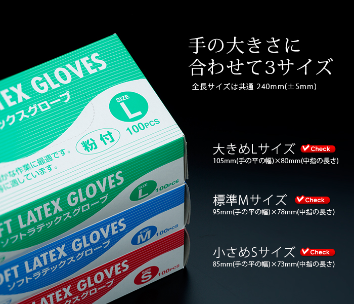 サニリンク ソフトラテックスグローブ(粉付き) 各サイズ